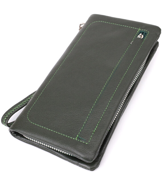 Стильный кошелек-клатч для женщин с отделением под телефон ST Leather 23103 Зеленый фото