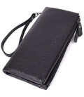 Практичный кожаный кошелек на три отделения ST Leather 23111 Черный