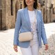 Модная сумка прошита треугольниками из натуральной кожи Vintage 22910 Белый фото