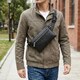 Кожаная поясная сумка для города поездок и повседневного использования Vintage 14976 Черная фото