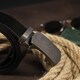 Ремень мужской с зернистой пряжкой автомат Vintage 20272 Черный фото