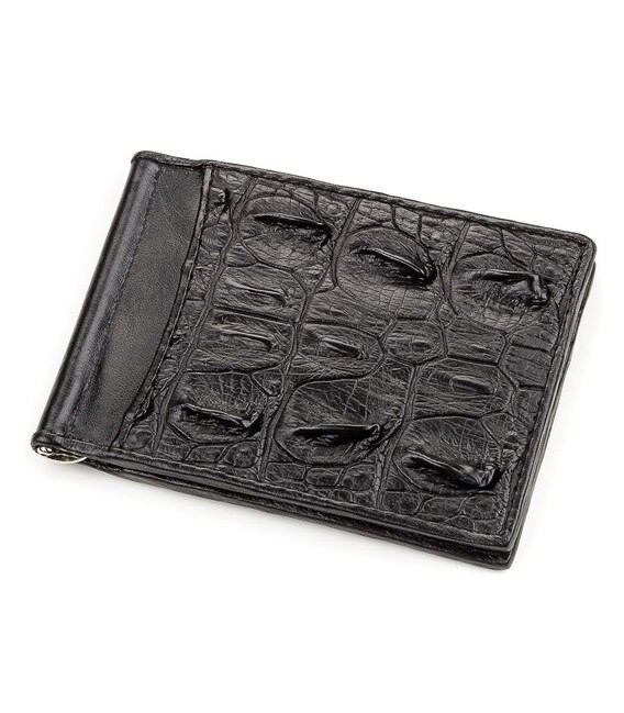 Зажим CROCODILE LEATHER 18169 из натуральной кожи крокодила Черный фото
