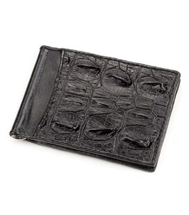 Зажим CROCODILE LEATHER 18169 из натуральной кожи крокодила Черный фото