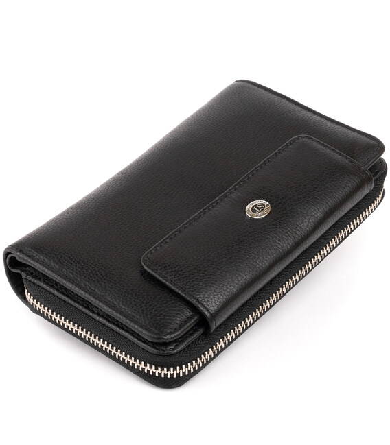 Гаманець зі шкіри на клямці ST Leather 19339 Чорний