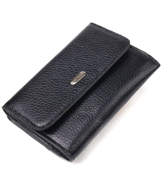 Классический женский кошелек из натуральной кожи флотар CANPELLINI 21591 Черный фото
