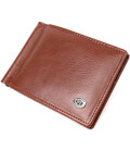 Удобный зажим для денег из натуральной гладкой кожи ST Leather 19427 Коричневый