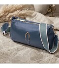 Женская практичная сумка через плече из натуральной кожи Vintage 22287 Синяя