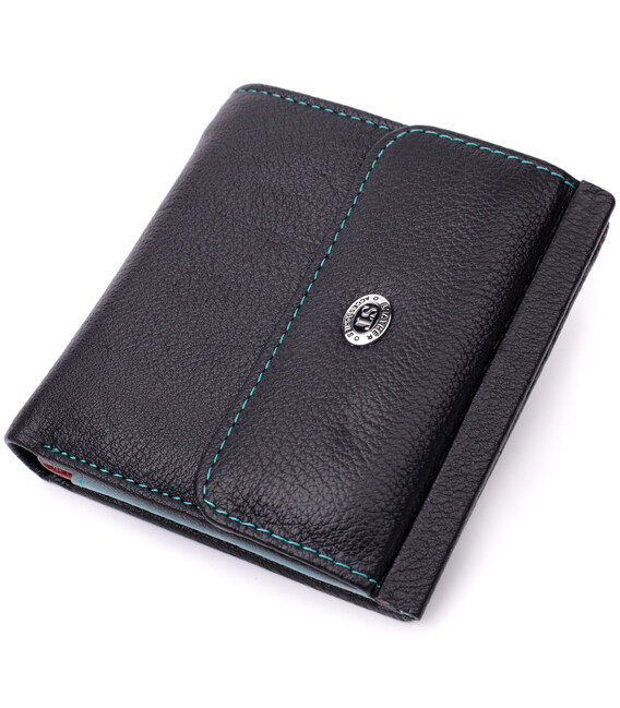 Женский оригинальный кошелек среднего размера из натуральной кожи ST Leather 19500 Черный фото