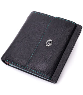 Женский оригинальный кошелек среднего размера из натуральной кожи ST Leather 19500 Черный фото