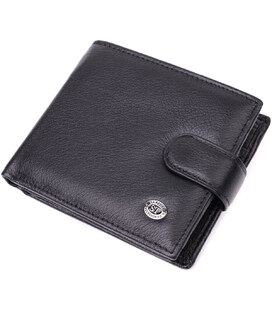 Бумажник мужской среднего размера из натуральной кожи ST Leather 22473 Черный фото