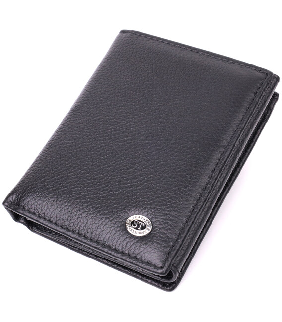 Гаманець вертикального формату з натуральної шкіри ST Leather 22474 Чорний