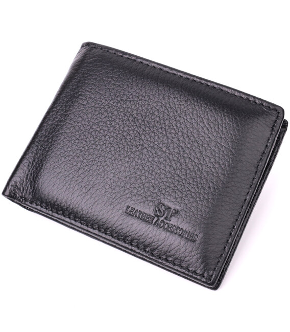 Зручне чоловіче портмоне з натуральної шкіри ST Leather 22482 Чорний