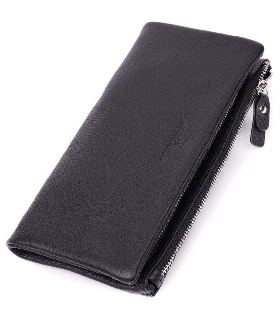 Женский кошелек-клатч с двумя молниями из натуральной кожи ST Leather 22527 Черный фото