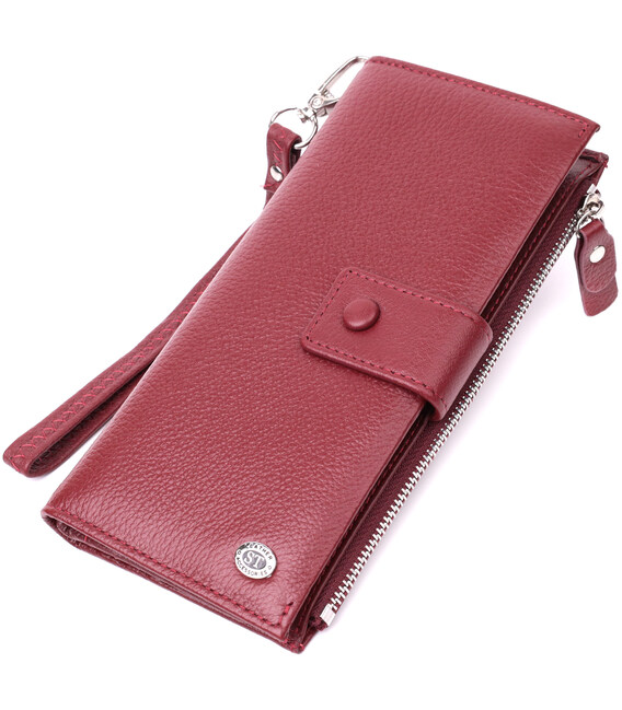 Вертикальный женский кошелек-клатч из натуральной кожи ST Leather 22535 Бордовый фото