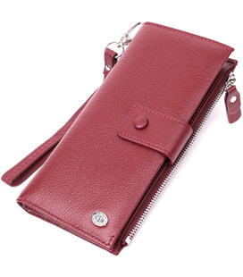Вертикальный женский кошелек-клатч из натуральной кожи ST Leather 22535 Бордовый