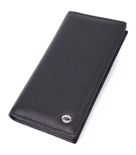 Женский вертикальный кошелек на магнитах из натуральной кожи ST Leather 22538 Черный фото
