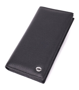 Женский вертикальный кошелек на магнитах из натуральной кожи ST Leather 22538 Черный фото