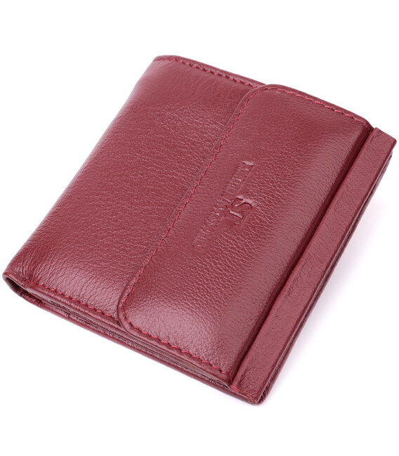 Небольшой женский кошелек с монетницей снаружи из натуральной кожи ST Leather 22544 Бордовый фото