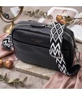 Фактурная сумка для женщин из натуральной кожи Vintage 22659 Черная