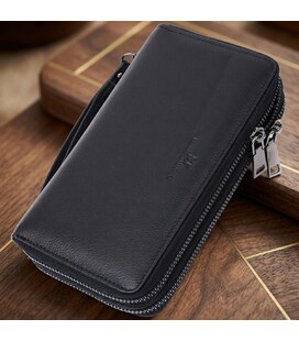 Мужской кожаный клатч для карт купюр и документов ST Leather 22684 Черный фото