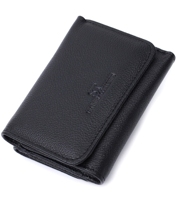 Красиве жіноче портмоне з монетницею з натуральної шкіри ST Leather 22728 Чорний
