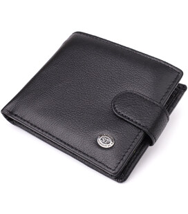 Классический мужской бумажник горизонтального формата из натуральной кожи ST Leather 23094 Черный фото