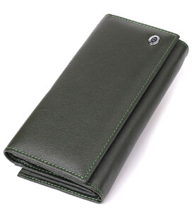 Вместительный женский кошелек на магнитах из натуральной кожи ST Leather 23115 Зеленый фото