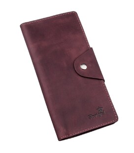 Бумажник женский вертикальный из винтажной кожи на кнопках SHVIGEL 16178 Бордовый фото