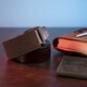 Ремень из натуральной кожи с матовой автоматической пряжкой Vintage 20217 Коричневый фото