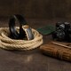 Ремень мужской с золотистой пряжкой Vintage 20258 Черный фото