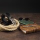 Ремень мужской с пряжкой автомат и силуэтом под экзотику Vintage 20300 Черный фото