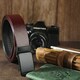 Ремень мужской с черной пряжкой автомат Vintage 20271 Коричневый фото
