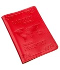 Шкіряна обкладинка на паспорт з картою і рамкою SHVIGEL 13981 Червона