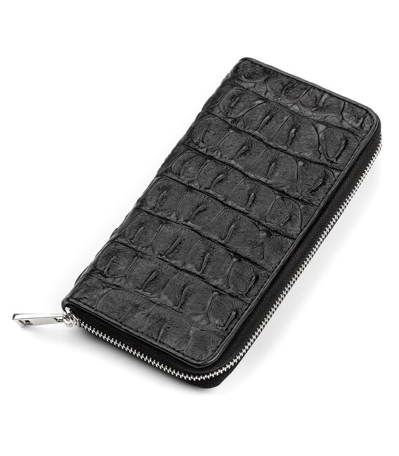 Кошелек-клатч CROCODILE LEATHER 18012 из натуральной кожи крокодила Черный фото