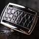 Ремень-автомат CROCODILE LEATHER 18236 из натуральной кожи крокодила (каймана) Черный фото