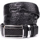 Ремень-автомат CROCODILE LEATHER 18239 из натуральной кожи крокодила Черный фото