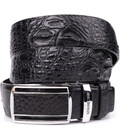 Ремень-автомат CROCODILE LEATHER 18239 из натуральной кожи крокодила Черный