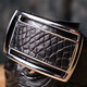 Ремень-автомат CROCODILE LEATHER 18239 из натуральной кожи крокодила Черный фото