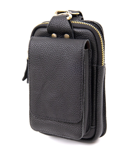 Сумка унисекс на пояс на одно отделение Vintage 20418 Черная фото