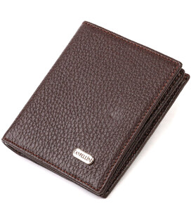 Компактное портмоне для мужчин из натуральной зернистой кожи CANPELLINI 21740 Коричневое фото