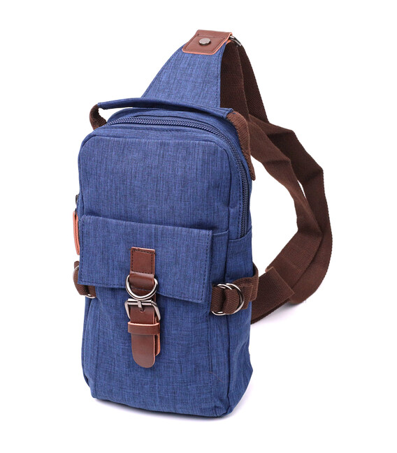 Интересная плечевая сумка для мужчин из плотного текстиля Vintage 22190 Синий фото
