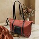 Вместительная двухцветная женская сумка из натуральной кожи Vintage 22301 Коричневая фото