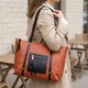 Вместительная двухцветная женская сумка из натуральной кожи Vintage 22301 Коричневая фото