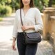Стильная сумка для женщин с фактурным клапаном из натуральной кожи Vintage 22374 Черная фото