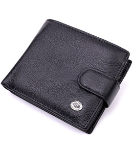 Классическое портмоне для мужчин с блоком для карт из натуральной кожи ST Leather 19473 Черное фото