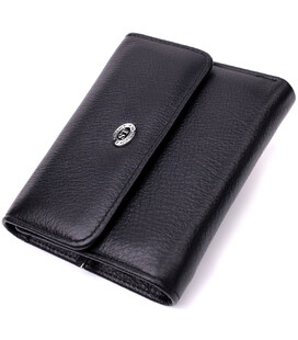 Симпатичный женский кошелек с монетницей из натуральной кожи ST Leather 19481 Черный фото