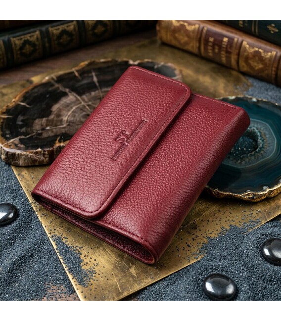 Жіночий шкіряний гаманець для карток купюр та монет ST Leather 19492 Бордовий