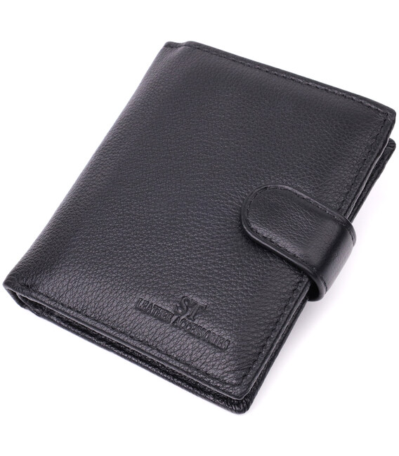 Вертикальный мужской бумажник из натуральной кожи ST Leather 22479 Черный фото