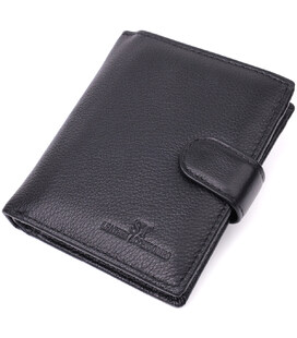 Вертикальный мужской бумажник из натуральной кожи ST Leather 22479 Черный фото