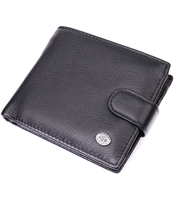 Горизонтальное мужское портмоне из натуральной кожи ST Leather 22487 Черный фото